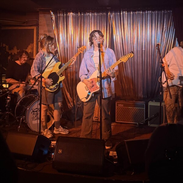 Montreal-based band Knitting on stage at Dina's Tavern in Toronto.