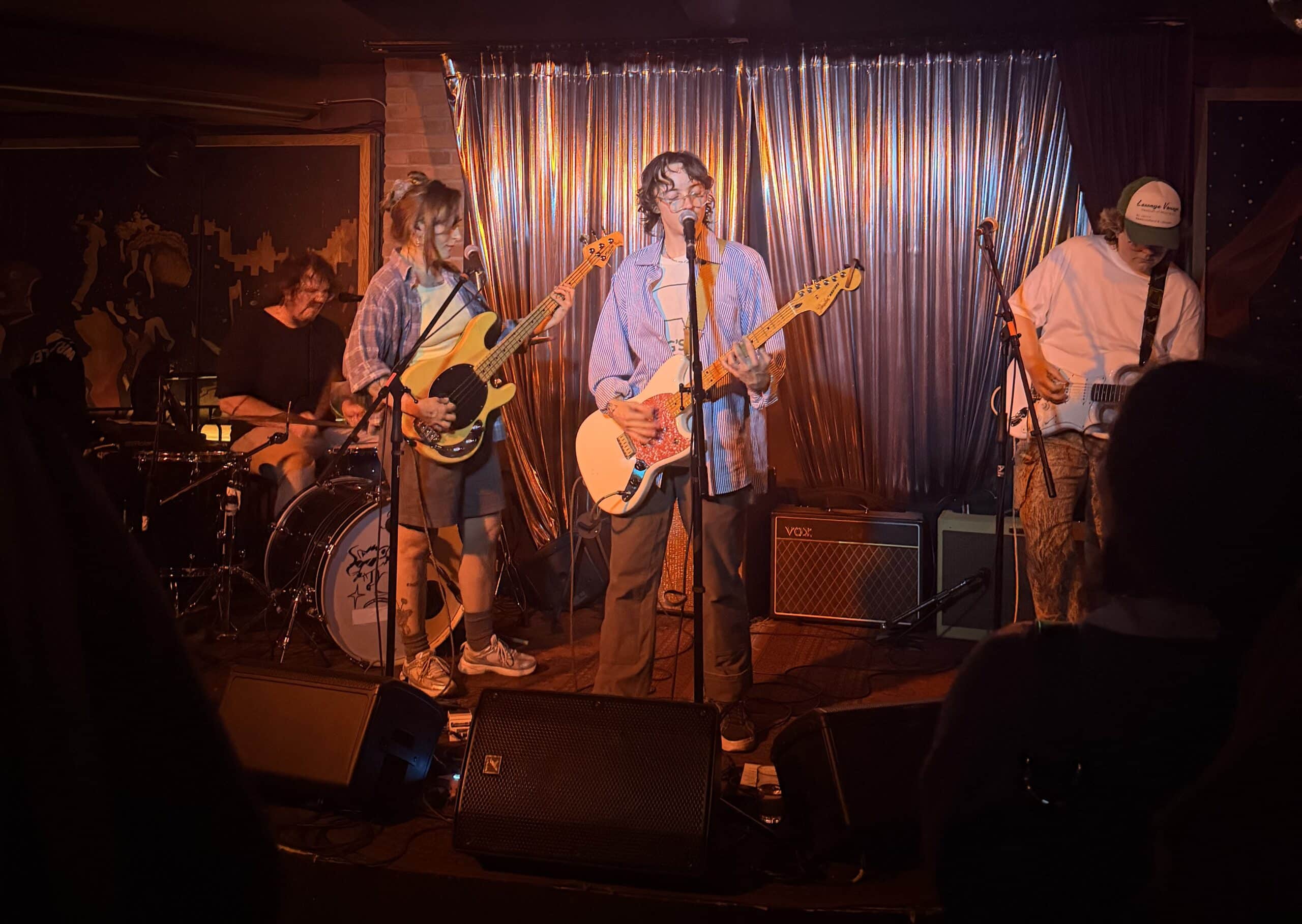 Montreal-based band Knitting on stage at Dina's Tavern in Toronto.